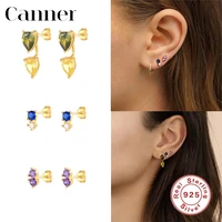 canner 100 925 sterling silver stud earings purple olive color zircon ohrringe earing piercing jewelry 2021 trend pendientes w5