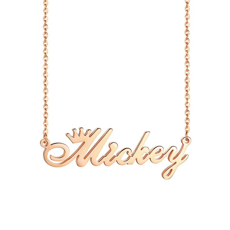 

Crown Name Custom Necklace Nameplate for Women Personalized Rose Gold Color Customized Princess Jewelry