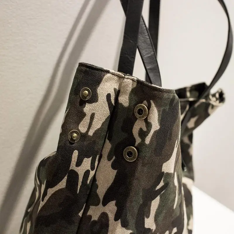 Женская модная камуфляжная холщевая сумка на плечо Большая вместительная