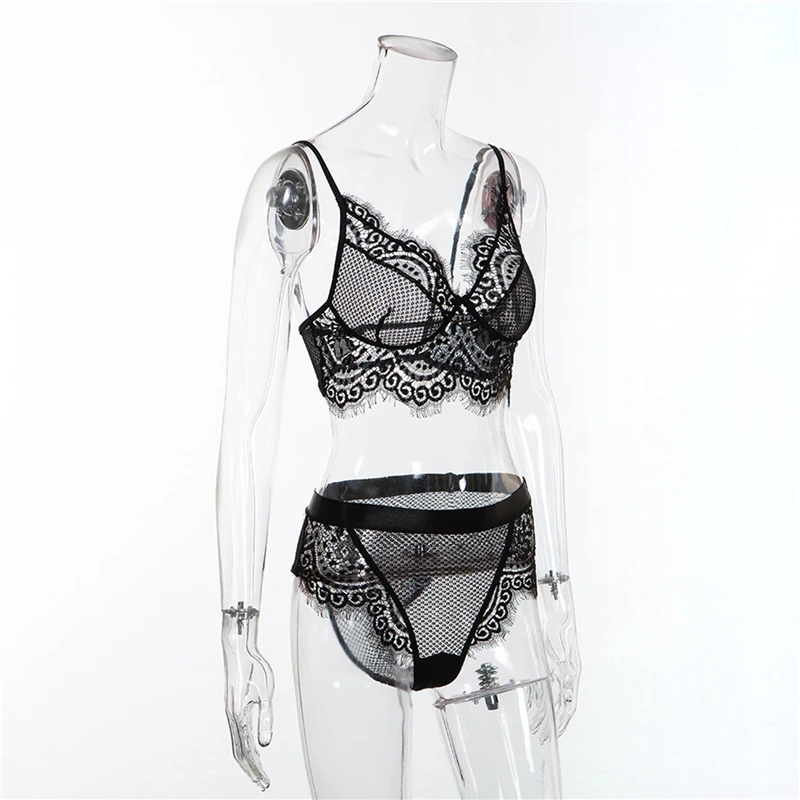 

New Sexy Women Underwear Ladies Lace Lingerie Hollow See Through Female Bra Set High Quality Split Underwear Set For Women