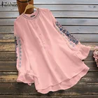 Блузка женская однотонная с цветочной вышивкой и длинным рукавом, весна 2021