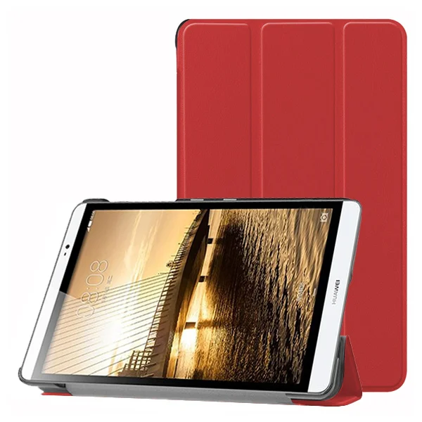 Ультратонкий умный чехол из искусственной кожи для huawei MediaPad M2 M2-801W M2-803L huawei M2 8,0 чехол для планшета+ Защитная пленка для экрана - Цвет: HW M28 KST RD