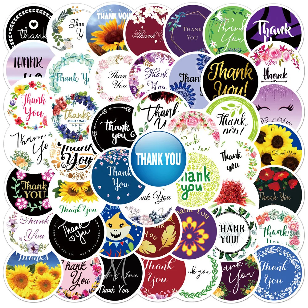 

10/30/60PCS Thank You Letter Stickers Aesthetic Laptop Luggage Skateboard Letter Waterproof Graffiti Decal Sticker Packs Kid Toy