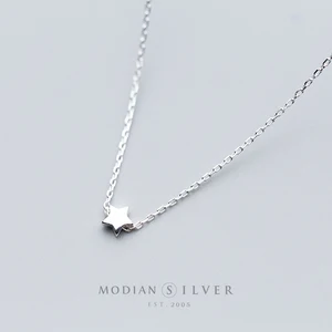 Женское Ожерелье Modian из стерлингового серебра 925 пробы с кулоном в виде звезды на удачу, изящная бижутерия в Корейском стиле с маленькими звездами