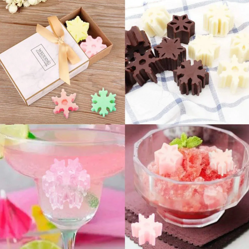 

Snowflake Crystal Shape Ice Mold Silicone 12 Cubes Ice Tray Kitchen 3D Christmas Candy Chocolate Mold Cocktail Drinks Ice Mould