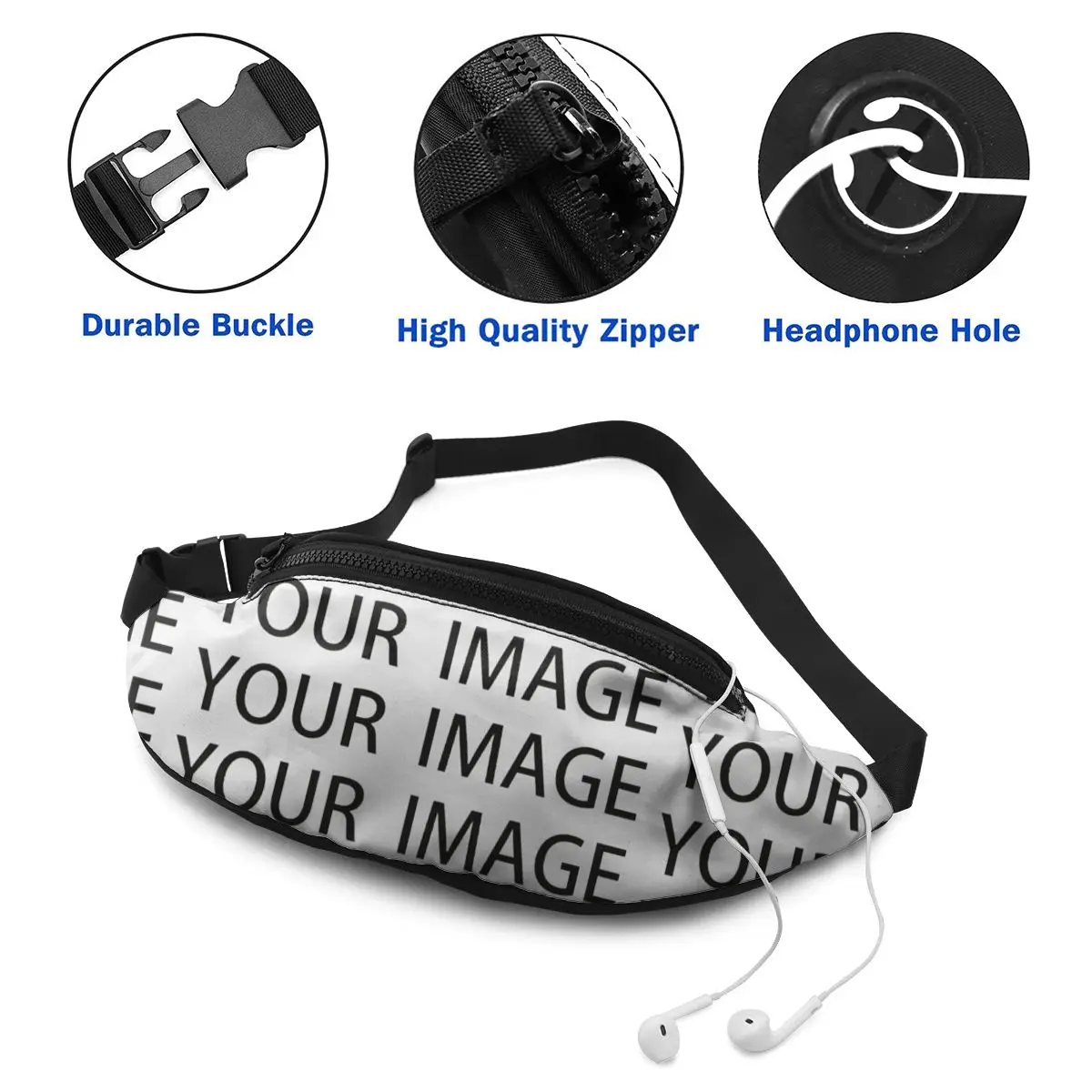 Custom Waist Bag Jogging Male Pack Polyester Print | Багаж и сумки