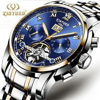 KINYUED автоматические механические мужские часы люксовый Топ бренд Relogio Masculino из