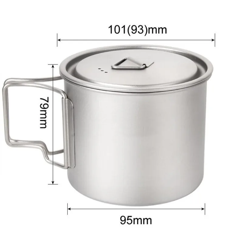 

550ML/650ML/750ML Ultralight Titanium Cup Outdoor Portable Mug Camping Supplies Picnic Water Cup With Foldable Handle