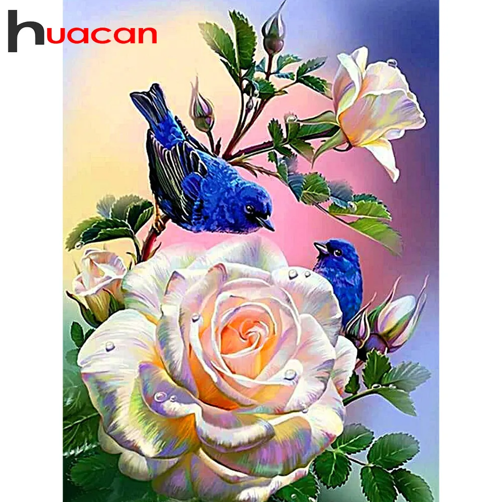 Алмазная 5d картина Huacan с птицами цветами полная вышивка животными алмазная Новое