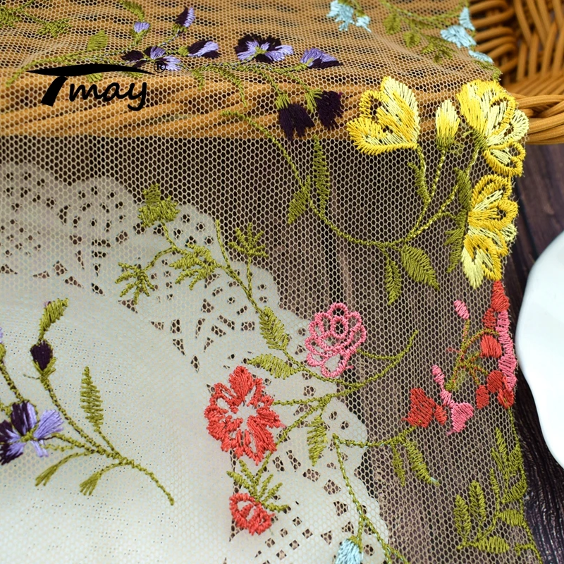 Высококачественная жаккардовая трикотажная ткань с вышивкой ручной работы #1766