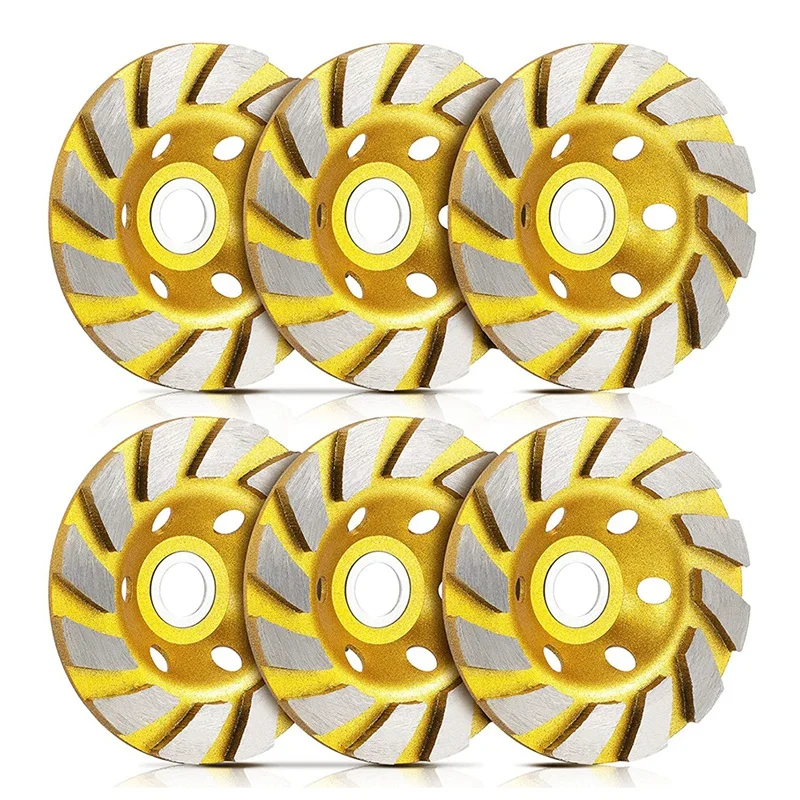 

6Pcs Diamond Cup Grinder Heavy Duty 4 Inch Concrete Turbo Diamond Grinding Cup Wheel for Angle Grinder
