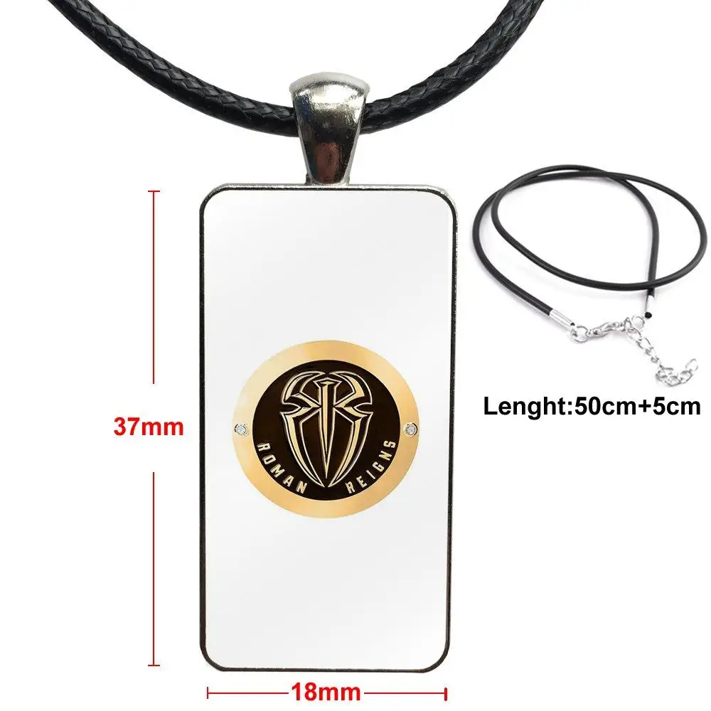 

Steel Color Glass Cabochon With Rectangle Shaped Pendant Choker Necklace For Kids Beads W Roman Reigns
