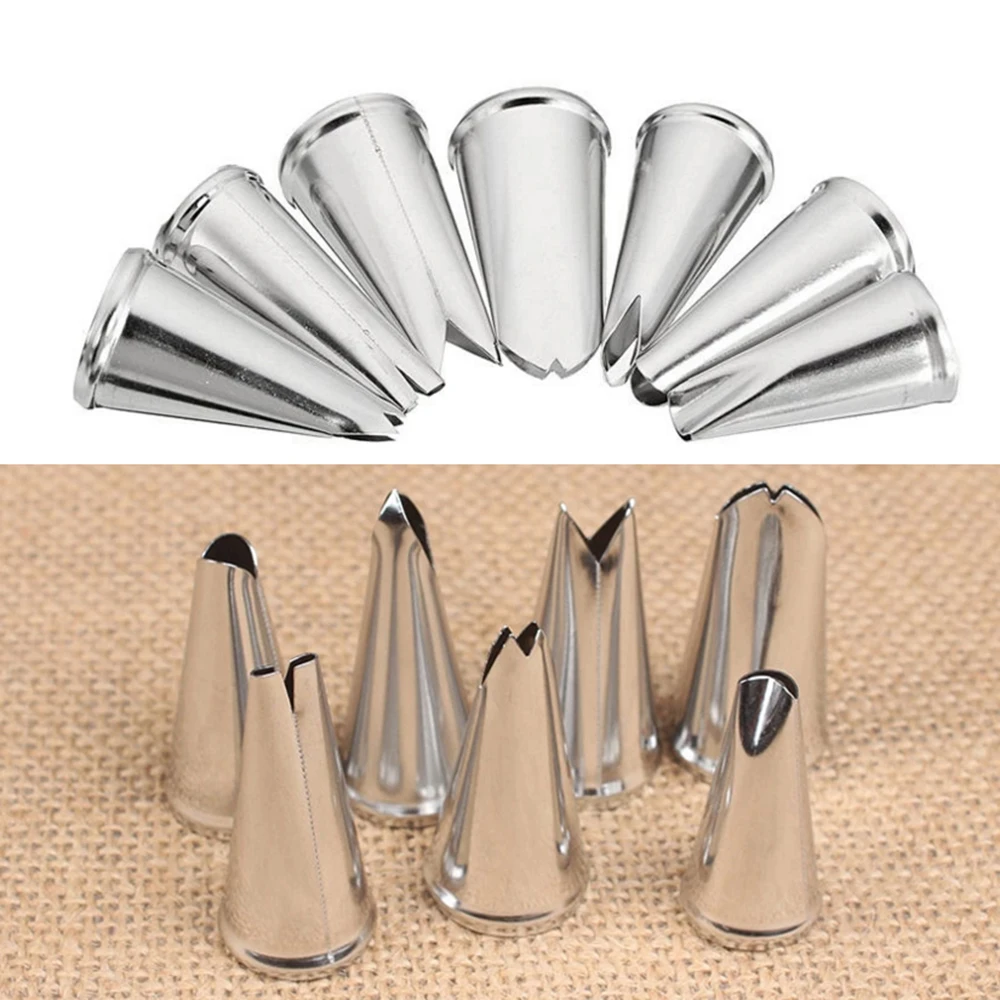 

7 Pcs/set Leaves Cream Metal Tips Stainless Steel Icing Piping Nozzles Cake Cream Decorating Cupcake Pastry Tools
