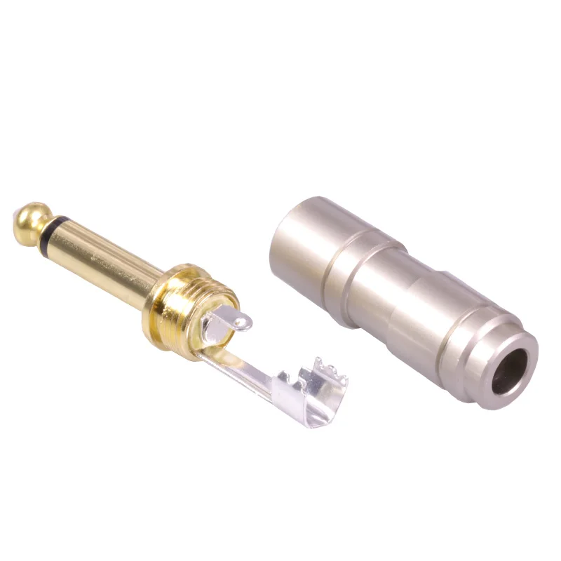 10 шт. роскошный Гладкий позолоченный Аудио разъем 6 35 мм моно штекер в сборе