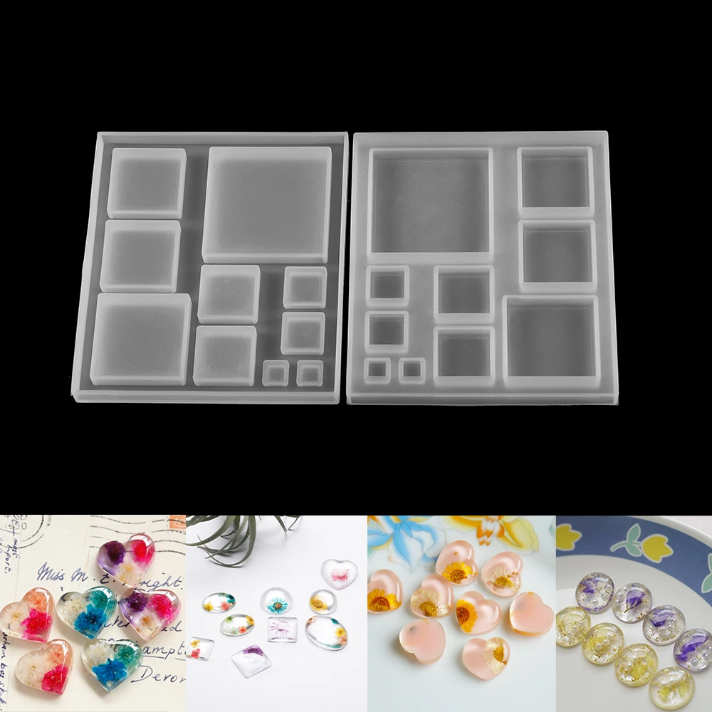 

4 Styles Artistic Gem Heart Square Spherical Crystal UV Epoxy Resin Molds Tools for DIY Jewelry Making Findings Accessories