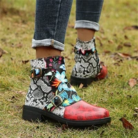 2021 european and american new womens boots foreign trade martin boots stitching embroidered low tube thick heeled womens shor