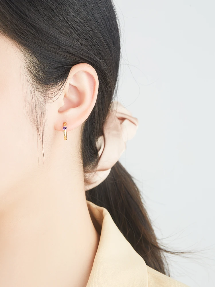 

ZEMIOR Women Hoop Earring 925 Sterling Silver Colorful Cubic Zirconia Inlay Earring Plating Silver And Gold Gift Fine Jewelry