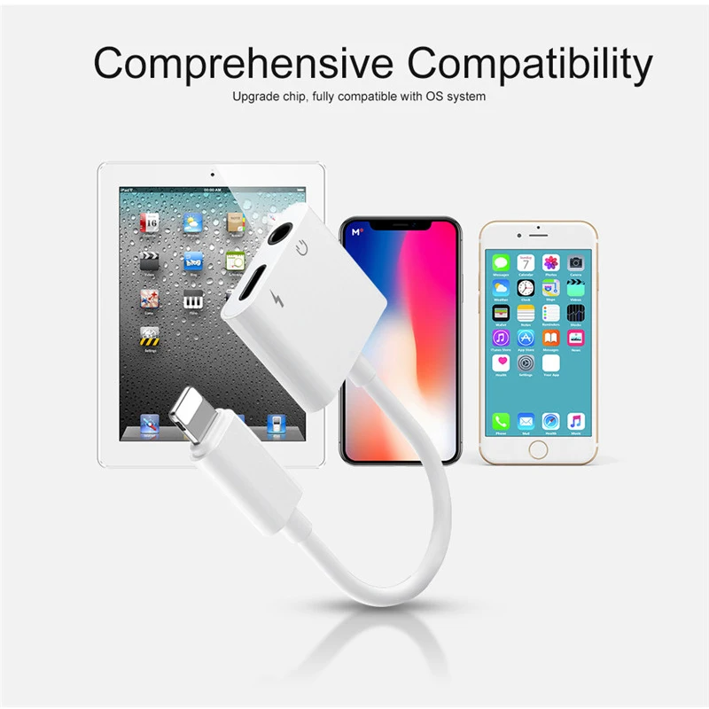 Аудиоадаптер 2 в 1 зарядный кабель для наушников iPhone 11X7 8 plus Aux разъем гарнитура