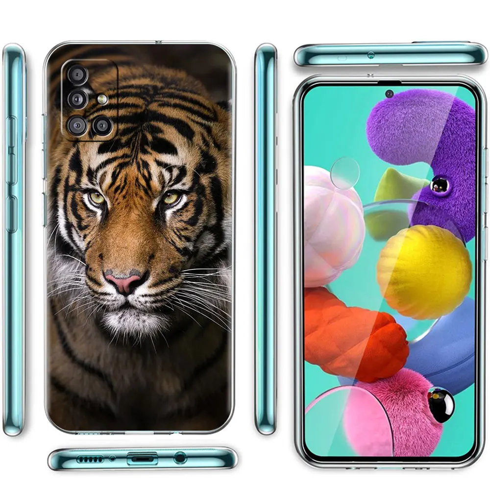 Lion Tiger Animal Transparent Phone Case For Samsung Galaxy A51 A32 A22 A52 A71 A72 5G A21s A12 A02s A11 A31 A41 A13 Cover Coque