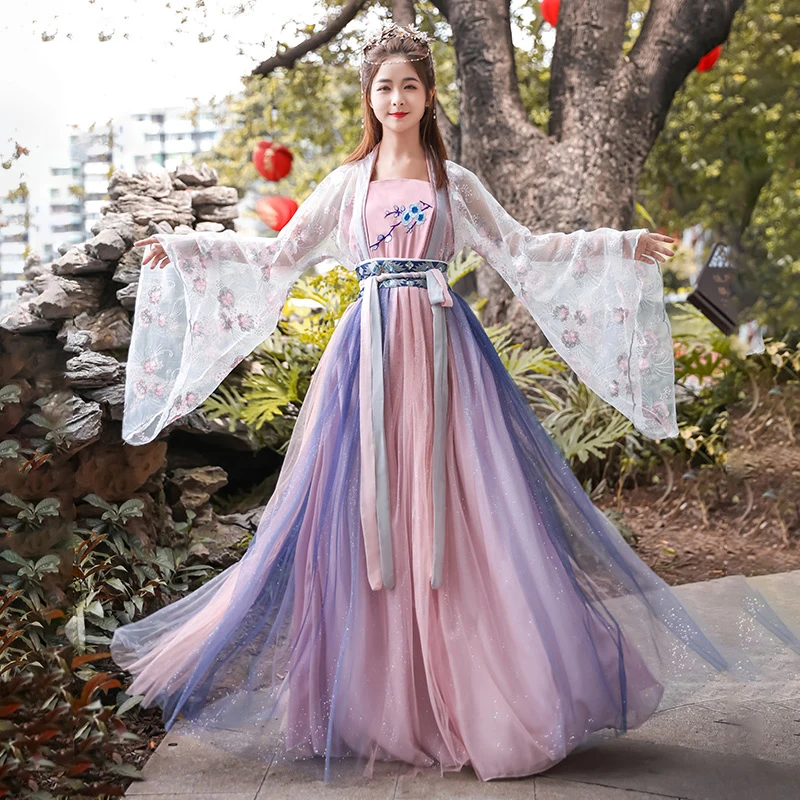 Женский костюм Hanfu для классических танцев с вышивкой наряд народного фестиваля