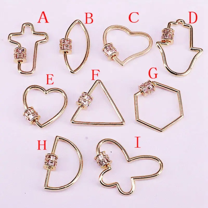 5 шт. CZ Micro Pave Сердце Бабочка крест Хамса рука геометрическая форма застежка