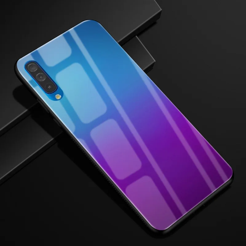 Для samsung Galaxy A50 чехол PC Пластиковый стеклянный чехол для телефона черный ТПУ бампер чехол для samsung Galaxy A50 A 50 A505F A505 чехол - Цвет: 47