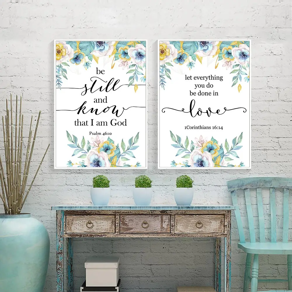 

Home Decoration Painting Peony Background Art Letter Canvas Painting Blue Flower Painting Nursery Wall Hanging Painting No Frame