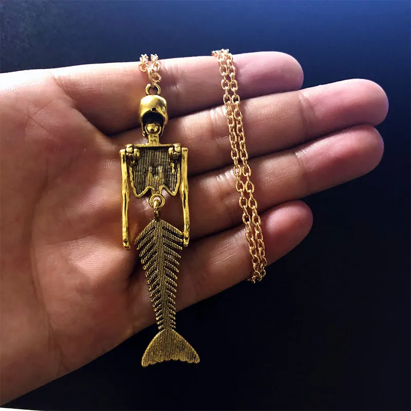 1 шт. металлическая подвеска в виде скелета русалки ожерелье на Хэллоуин стимпанк