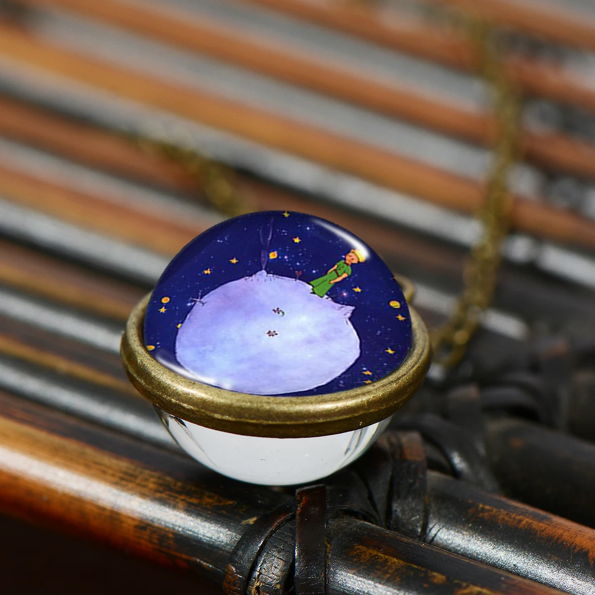 SONGDA Fairy Tale Le Petit Prince Necklace The Little Price Fox Rose Pattern Double Side Glass Ball Children Long Chain | Украшения и