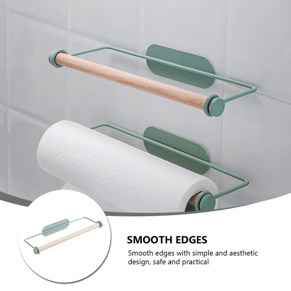 

1Pc Punching Free Towel Rack Bathroom Roll Paper Shelf Duster Cloth Holder Green