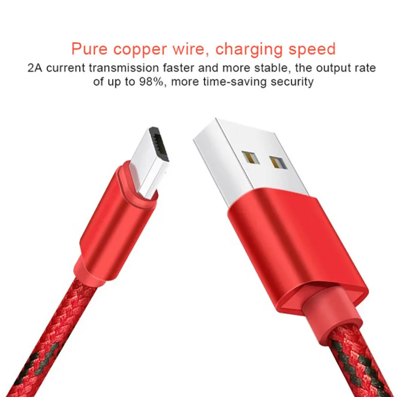 2.4A нейлоновый Micro usb кабель для зарядки данных samsung Galaxy S7 edge A10 J3 J4 J7 huawei Honor 7a Redmi 4X