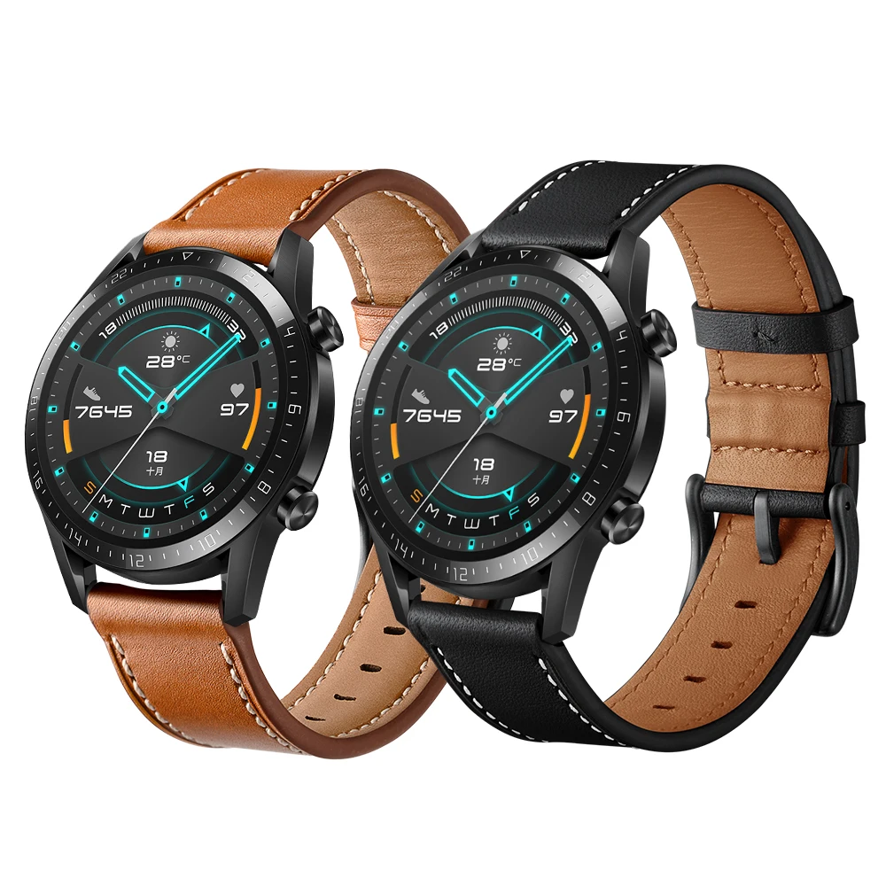 

Ремешок кожаный для Huawei Watch GT2 Band 22 мм, сменный Браслет для Samsung Galaxy Watch 46 мм Active 2 44 мм 40 мм 20 мм