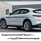 Стильные длинные полосатые автомобильные наклейки, 2 шт., 240 см x 12 см, автомобильные виниловые наклейки с боковым кузовом, автомобильные спортивные наклейки для гонок, аксессуары для тюнинга автомобилей