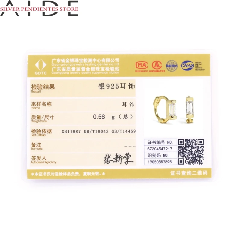 

AIDE 6mm 925 Sterling Silver Mini Square Zircon Earrings For Women Green Purple Hoop Earrings Fashion Jewelry Pendientes