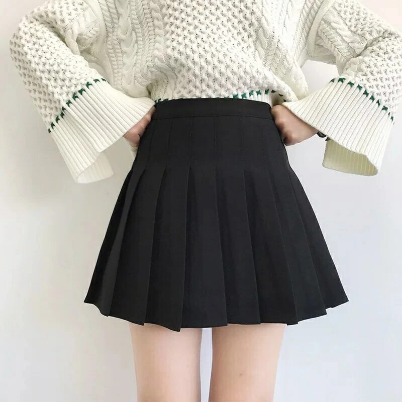 Женская плиссированная юбка с завышенной талией Милая Мини Юбка для