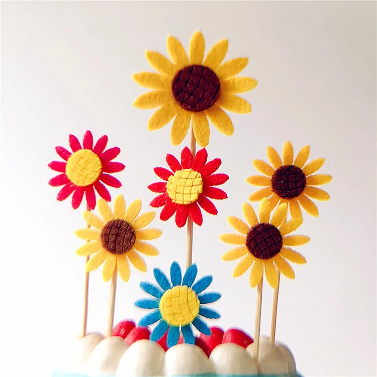 

birthday decoration Flower cake supplies cupcake Flower Sunflower cake decoration sun flower flag cake decorating supplies