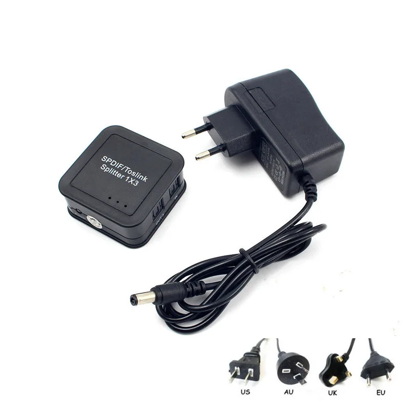 US/EU/UK/AU SPDIF 1x3 Цифровой оптический Spdif Toslink аудио сплиттер коммутатор 1 в 3 выход