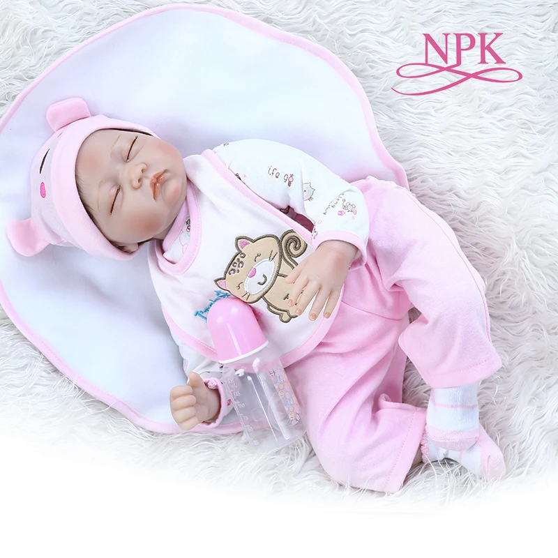 55 см кукла для новорожденного ребенка Розовая спящего Бебе мягкая силиконовая