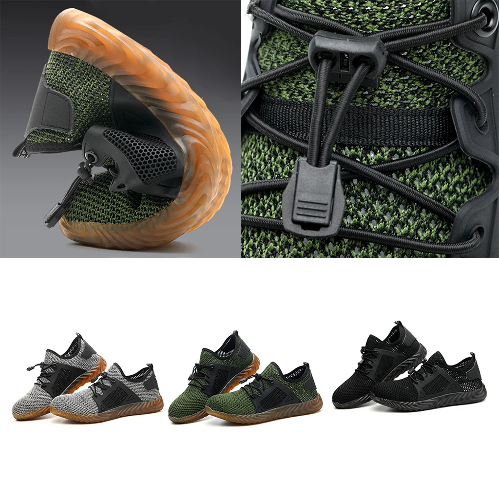 Mens Womens Steel Toe Work Shoes Knit Breathable Lightweight Safety |