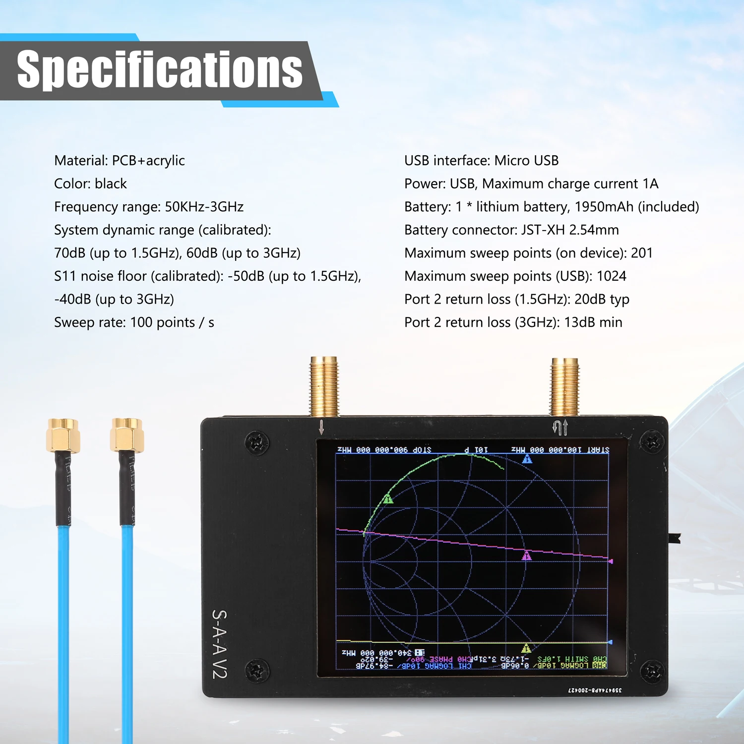 S A 2 NanoVNA V2 анализатор антенны 3G вектор сетевой коротковолновое HF VHF Любительская