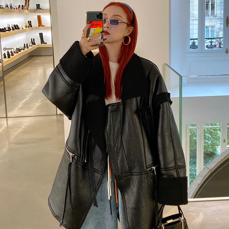 

High Women New Quality Winter Faux Rabbit Fur Coat Luxury Long Fur Coat Loose Lapel OverCoat Thick Warm Female Plush Coats