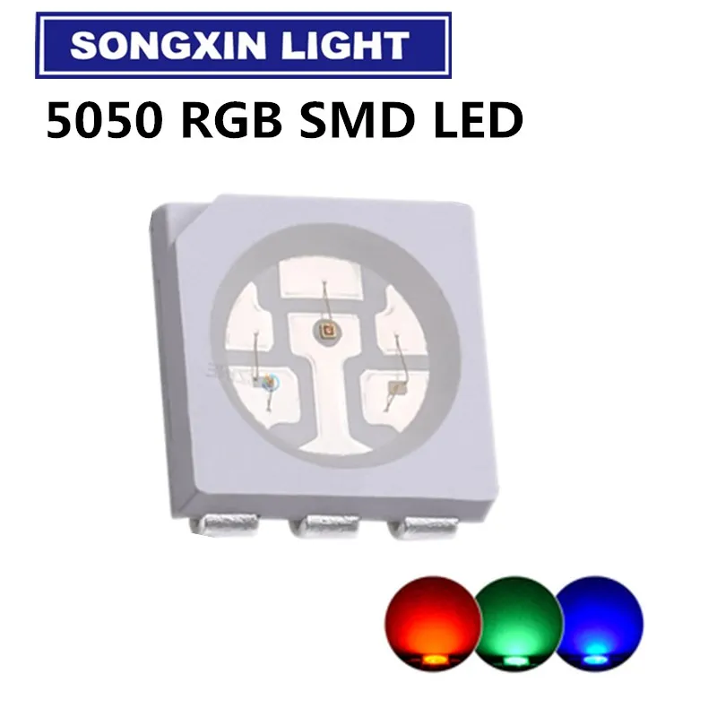 100 шт. 5050 RGB SMD/SMT LED PLCC 6 3 кристальные супер яркие светильники высокое качество SMD