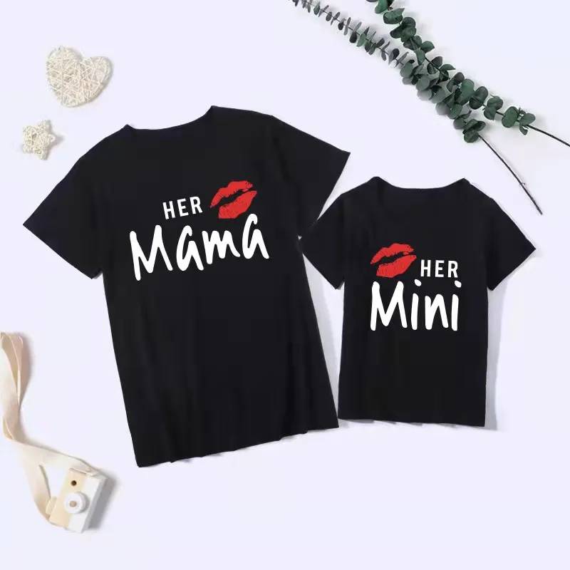 

Mama Mini Mother Daughter Matching T-shirts Family Set Funny Mom Baby Mommy and Me Clothes Short Sleeve Women Girls Cotton Tops