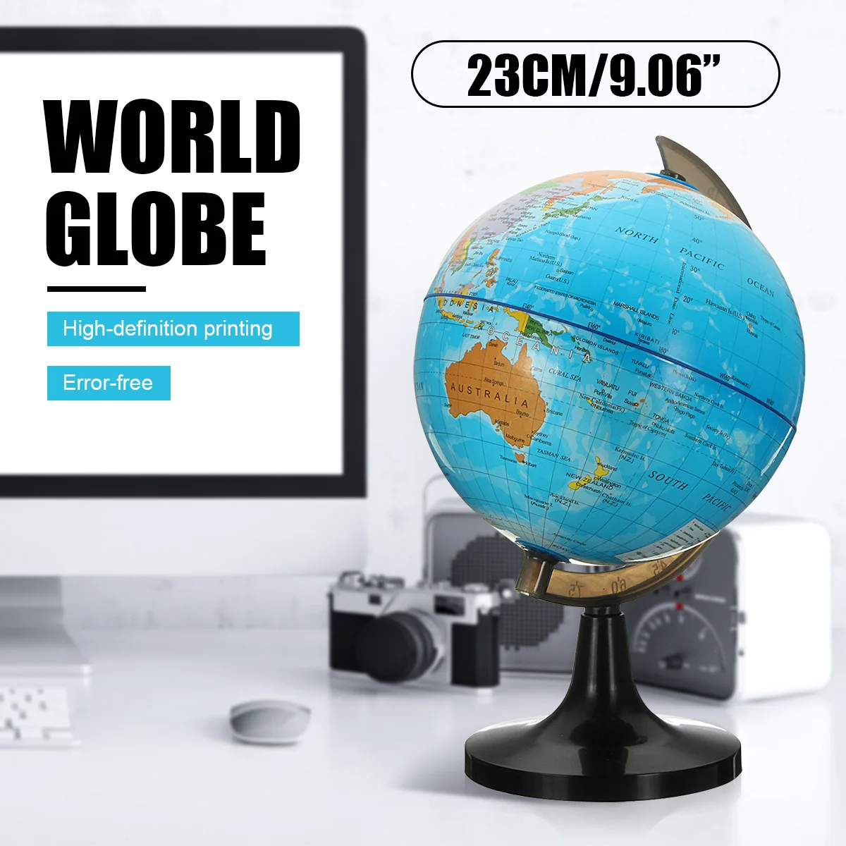 

14CM Terrestrial Earth Globe World Map With Stand Geography Education Toy Home Decoration Office Ornament Kids Gift