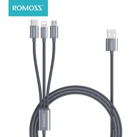 romoss 3 in 1 usb cable micro usb c fast charging data wire type c charger cable for iphone 7 11 huawei p40 p30 samsung xiaomi