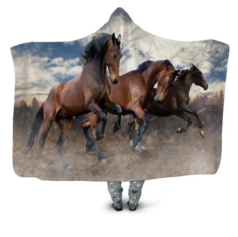 Gallant Horse 3D печати пледы с капюшоном Одеяло носки теплые флисовые постельные