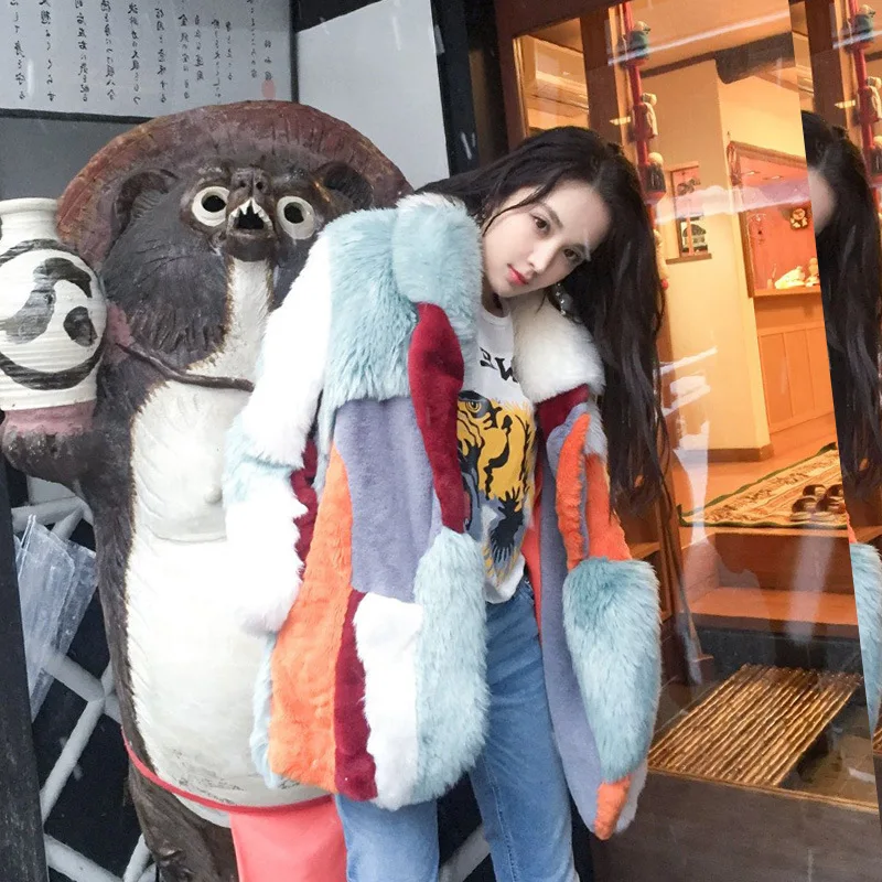 Женская куртка из искусственного меха длинная теплая оверсайз с цветными