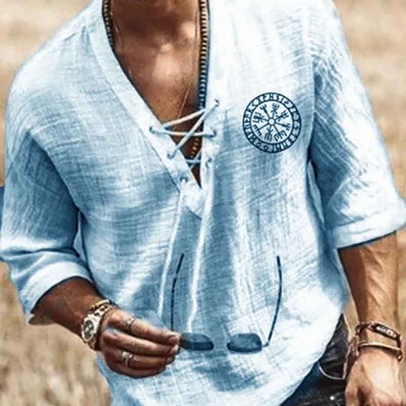 

SHUJIN New Mens Spring Summer Casual Shirt Short Sleeve Cotton Linen Shirts Men Loose Collar Button Shirt silk Chemise Homme