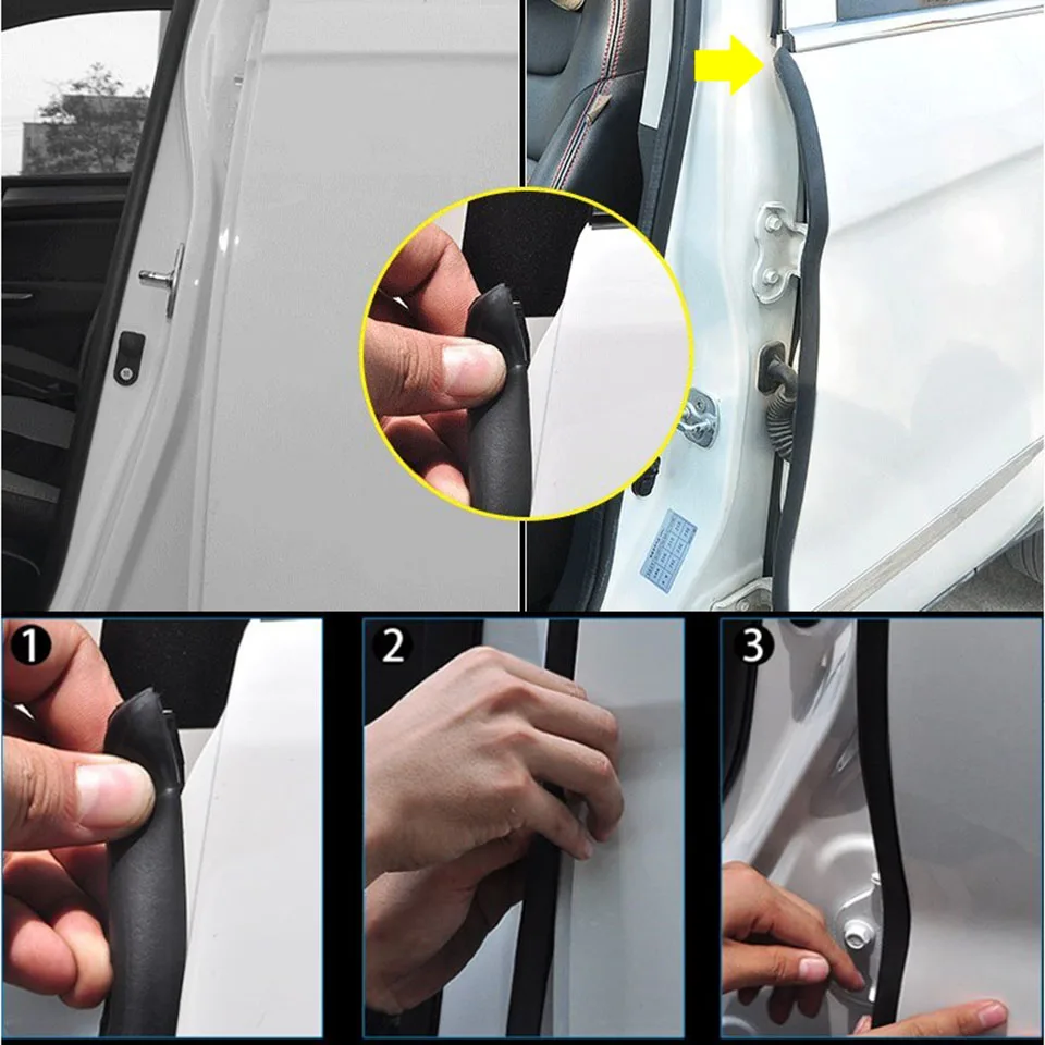1.6m Car Door Seal Strip B Pillar Lock Rubble Edge Sealing Window Trim Sound Insulation Anti-collision | Автомобили и мотоциклы