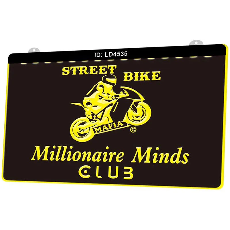 LD4535 уличный велосипед Mafia Millionaire Minds Club новый 3D гравировальный светодиодный